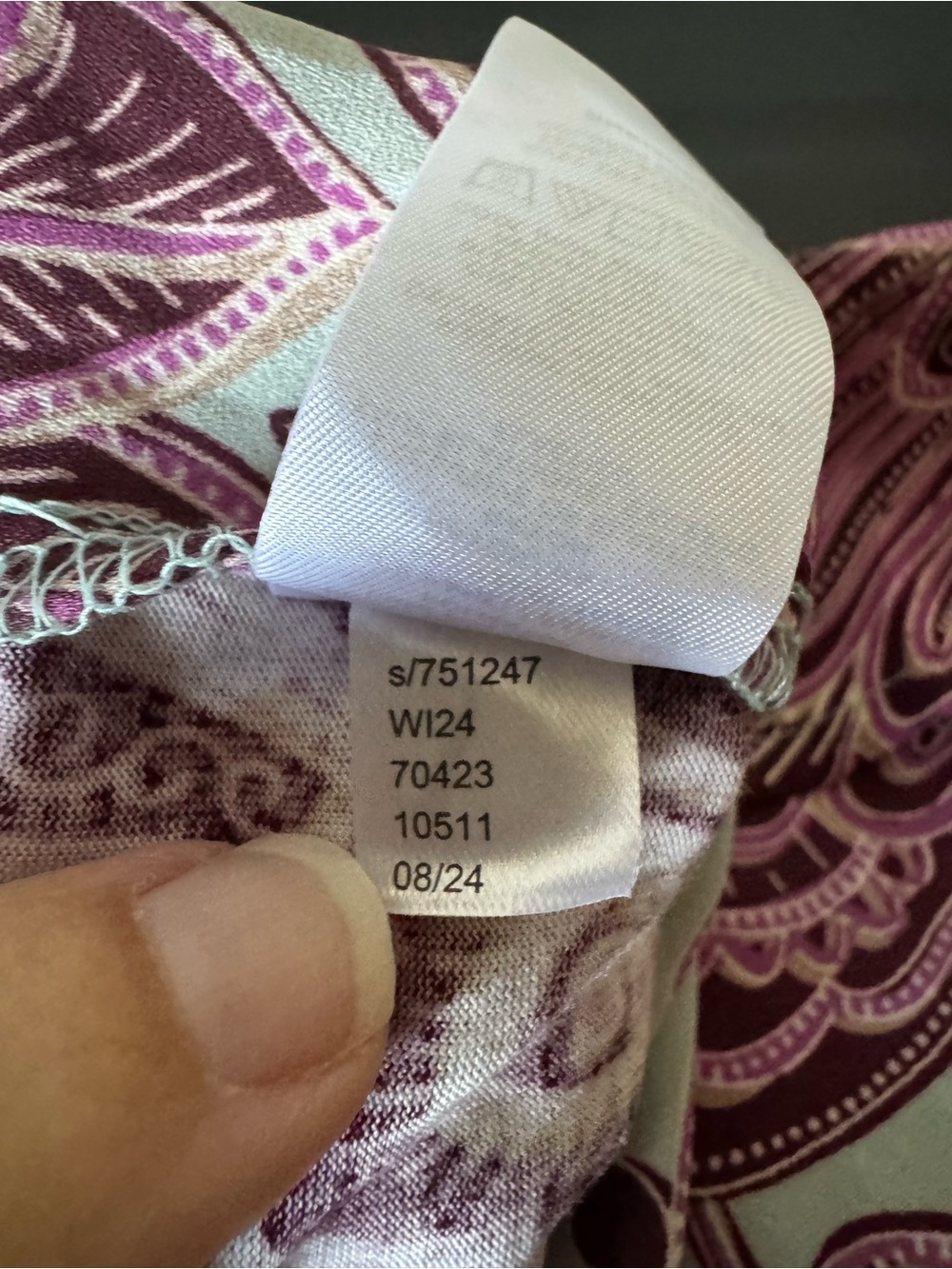LOFT NWT Paisley Floral Blouse Size Small Mint Purple Split Neck Long Sleeve - Picture 11 of 12